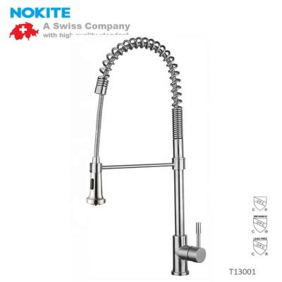 China Thermostatic Faucets Spring 304 Stainless Steel Commercial Home Kitchen Faucet With Sprayer Dual Mode cUPC Certificate for sale