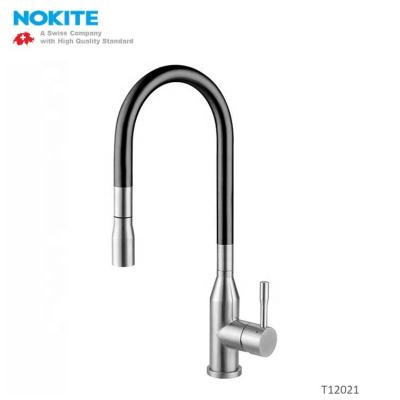 China Thermostatic Faucets PVD Black Color Gooseneck SUS 304 Brushed Kitchen Sink Faucet Hot Cold Water Mixer for sale