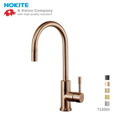 China Thermostatic Faucets Vintage Rose Gold Color Deck Mounted Gooseneck 304 Stainless Steel 316 Sink Kitchen Faucet for sale