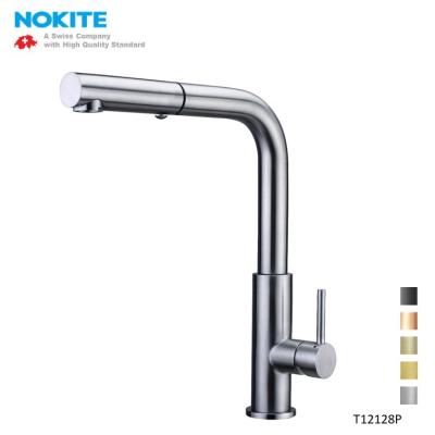 China Modern L Shaped Solid 304 Stainless Steel Pull Out Sink Spray/Water Stainless Steel Kitchen Sink Faucet Mixer for sale