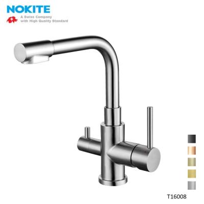 China Modern 3 in 1 Solid 304 Stainless Steel Filter Boiling Water Kitchen Faucet / Dual Function Hot&cold Faucet Mixer Tap for sale