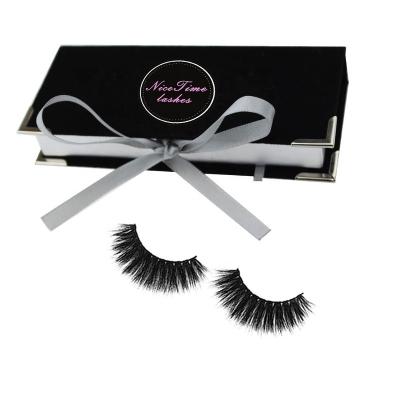 China Private Label Natural Soft Eyelash Packaging Box With Ribbon Customized Mink Lashes Economic Eyelash Case Magnet Eyelash Case for sale