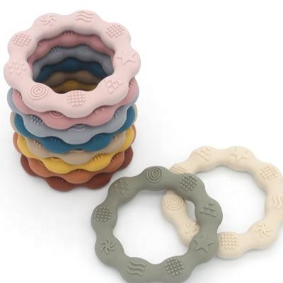 China Wholesale Soft Solid Wooden Toy Silicone Donut Shape Toy Silicone Teethers Baby Teethers Baby Teether for sale