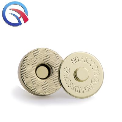 China QingHe 18mm Nickel Free Lightweight Gold Button Magnetic Metal Snaps Round Fasteners Clasps Stud Button for Crafts, Purse, Bag and Clothes for sale