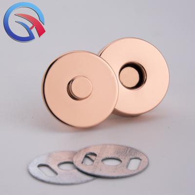 China QingHe LEAD FREE Metal Magnetic Button 18x4mm LAED Rose Gold Round Snap Button for Purses, Bags and DIY for sale