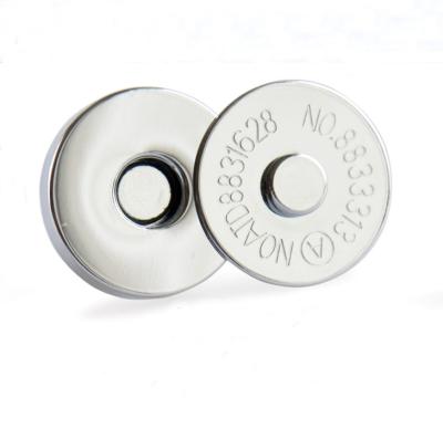 China QingHe Nickel Free 18x4mm Chrome NICKEL FREE Metal Button Magnetic High Grade Round Snap Button For Men's Bags And Cases for sale