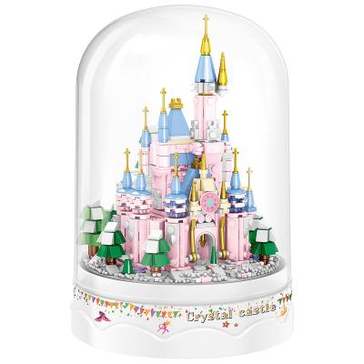 China Gift Eco-friendly Material Crystal Girl Toys Building Girl Music Box Castle Snow Castle Building Blocks for sale