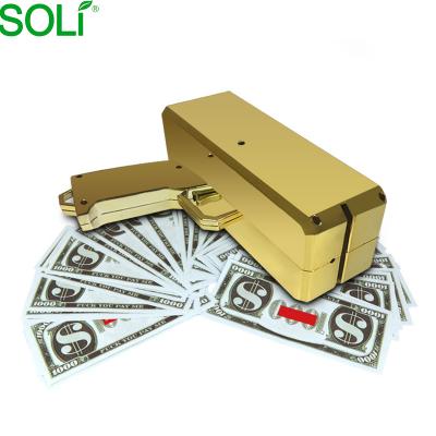 China Toy Gold Custom Party Toys Prop Dollars Piggy Bank Funny Educational Electronic Toy Gun Creative Gift Toys Cash Cannon Gun for sale