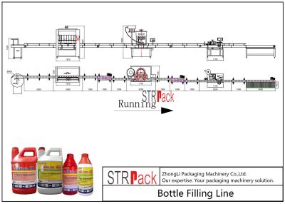 China Agro Chemical Bottle Filling Line / Stable Performance Pharmaceutical Liquid Filling Machines Line for sale