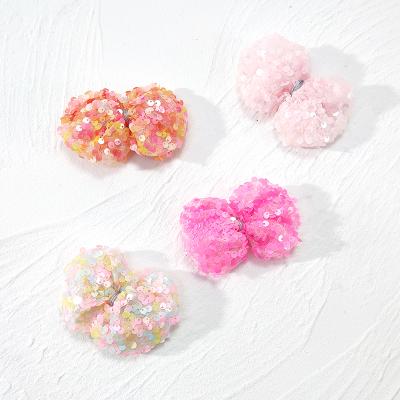 China 2021 B.phne style European and American design cute children's hair accessories shinny sequin tulle bow alligator hair clips for babies for sale