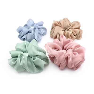 China Fashion wholesale custom xxl soft elastic hair ties bands solid color silk satin scrunchies headbands ponytail girls for sale