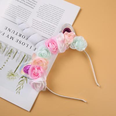 China Hot selling European and American style Amazonkids hair accessories flower headbands unicorn headbands for children for sale