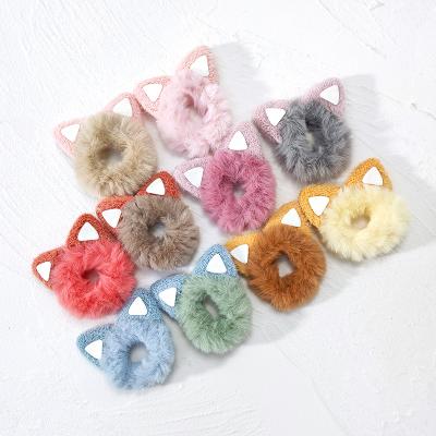 China Fashion Wholesale Cute Plush Handmade Cloth Hairband Headband Link Cat Ear Scrunchies for sale