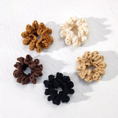 China Soft Hair Ring Elastic Scrunchies of European and American style beige and knit handmade hair ties for women hair accessories for sale