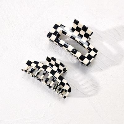 China Japan and Korean style acetate chessboard hair claw cut women girls hair hold hair wholesale korean claw for sale