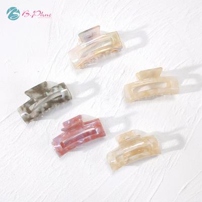 China Wholesale Women Hair Decoration Women Multi Color Acetate Hair Clip Beige Rectangle Acrylic Hair Marbling Claw For Girls for sale