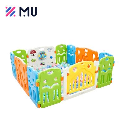 China Modern Indoor Colorful Plastic PE Children Baby Fences Combinable Playpen With Playground for sale