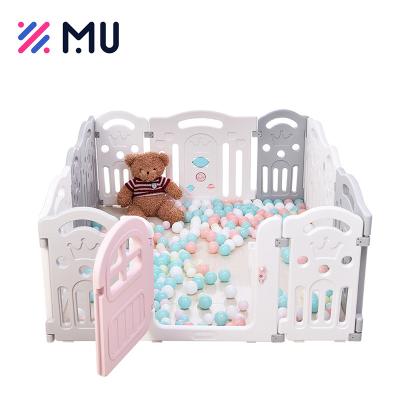 China Modern Kids Toddlers Baby Kids Basic Plastic Foldable Indoor PE Playpen Barrier for sale