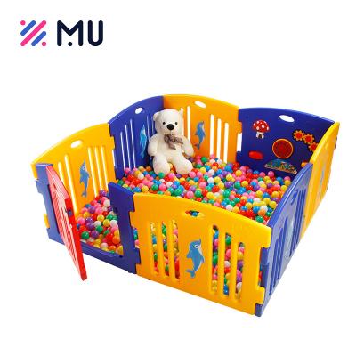 China Modern Colorful Quick Assemble Child Folding Plastic Fence Playpen With Playground for sale