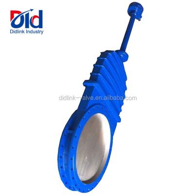 China DN1000 General Soft Seated Double Cast Iron Bevel Gear Seal Ductile Iron Resilient Seated Water Oil Knife Pneumatic Flanged Gate Valve Price for sale