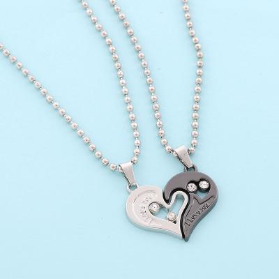 China Korean Style/Korean Style Per Pairs Of Diamond Heart Shaped Heart Couples Necklace Pendant Heart for sale