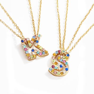 China Fashion OL Fashion Alloy Diamond Inlaid Pendant Necklace Letter Pendant Necklace for sale