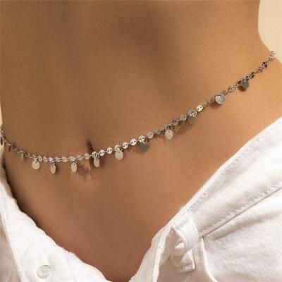 China Simple Metal Body Shot Street Beach Fashion Sequin Tassel Waist Chain Belly Chain Body Chain for sale