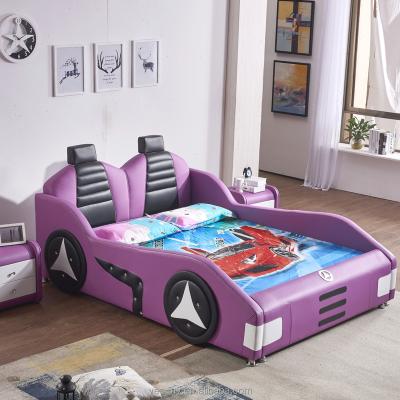 China Comfortable bedroom pink children furniture children cartoon bed car roadster leather bed Y05 for sale