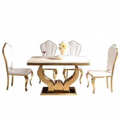 China Modern Furniture Stainless Steel Dining Table With 4 Chairs Dining Room Furniture D3 for sale