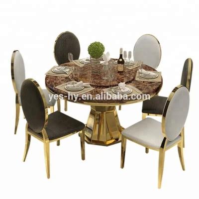 China Furniture Modern Round Stainless Steel Dining Table With 6 Chairs D6 for sale