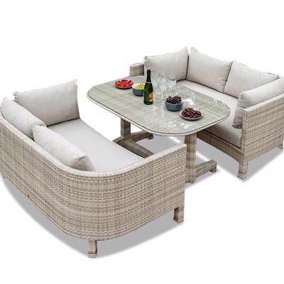 China Modern Design Modern Hideaway Metal Dining Table and Chairs Set Outdoor Garden Furniture Top Seat Seat Steel Wood S 322(2) for sale