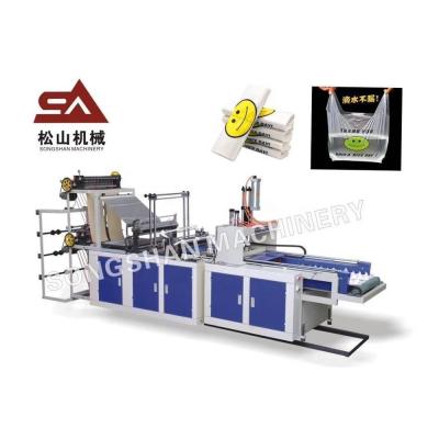 China Factory High Speed ​​Two Line Cold Cut T Shirt Bag Making Machine for sale