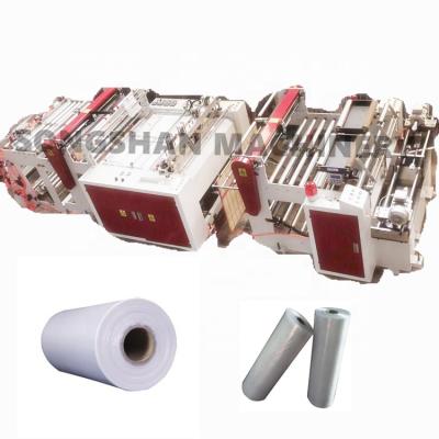 China Hotels HIGH SPEED DOUBLE LINES CORE SUPERMARTE PLASTIC PAPER SHOPPING BAG ON ROLL BAG MAKING MACHINE for sale