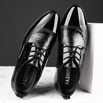 China Breathable Stylish Shoes Led Toe Lace Up Men Oxfords Business Casual Dress Shoe Brown Black Leather Shoes Big Size 38-48 For Mens Latest Tops for sale