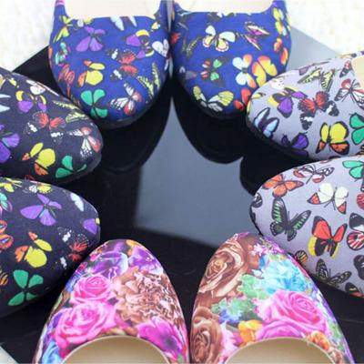 China CLS030 Butterfly Heel Women's Casual Comfortable Flower Anti-slippery Sole Fabric Flat Shoes for sale