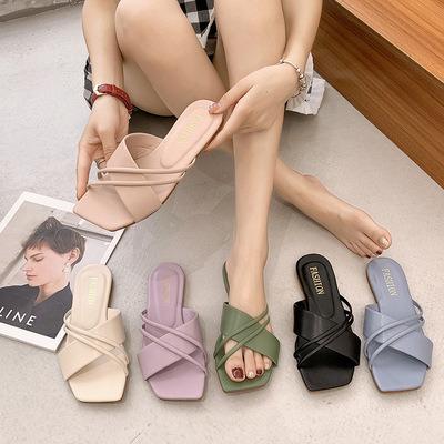 China HLS531 Fashion Trend Korean Style Summer Daily Wear and Match Sandals Slide Luxury Flat Slippers Women Shoes Slippers for sale