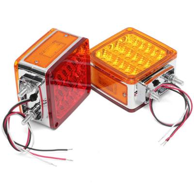 China ABS 10-30 Volt 39 LED Square Face Pedestal Signal Tail Lights Dual Led Side Beacon Light For American Truck Trailer Headlight for sale