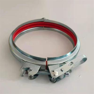 China Industrial Galvanized Steel Construction Area Duct Clamp Ventilation V-Band Quick Cut Fit Flange With Gasket D80mm-600mm for sale