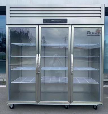 China Commercial Kitchen Display Cooling Cabinets with 3-Door Reach-in Refrigerator Freezer for sale