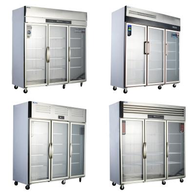 China Multi-climate Commercial Kitchen 3 Door Glass Reach-in Refrigerator for Hotel Restaurant for sale