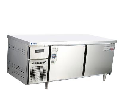 China 110V/60HZ 2-Door Stainless Steel Counter Chiller for Commercial Kitchen Refrigeration for sale