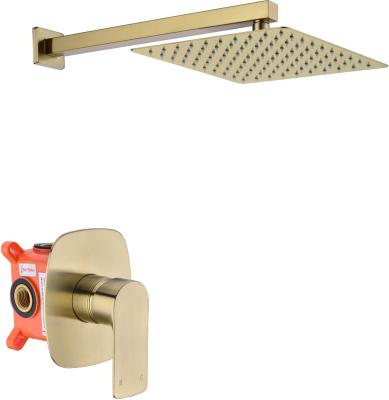 China Without Slide Bar Rainfall Shower System Set With 10 Inch Shower Head, Concealed Valve Included, Brushed Gold for sale