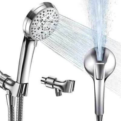 China Without Diverter 7 Function Modern Design ABS Chrome High Pressure Hand Shower Set With Hose And Holder For Bathroom for sale