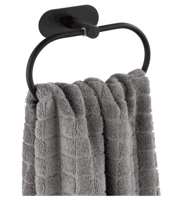 China Modern Matte Black Stainless Steel No Drilling Required Towel Ring Towel Rail For Bathroom Kitchen Bathroom Accessories for sale