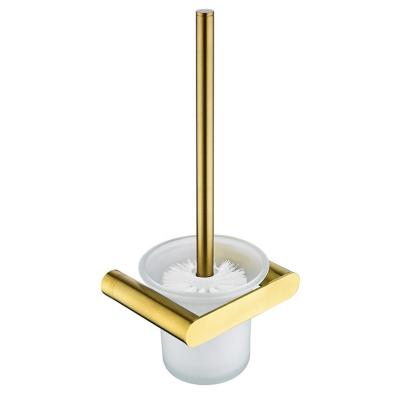 China 2021 Wall Mounted Standing Toilet Brush Holders Gold 304 Stainless Steel Toilet Brush With Holder Set for sale