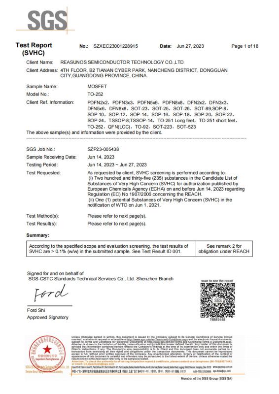 REACH of Package-1 - Reasunos Semiconductor Technology Co., Ltd.