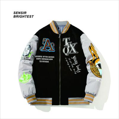 China 2 Color Patchwork High Street Hip Hop Varsity Jacket Loose Spring And Autumn Bomber Men Clothing Large for sale