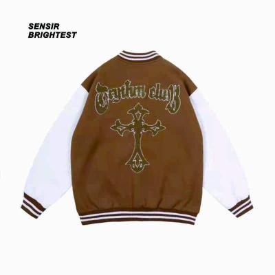 China Embroidery Sensir / European And American Embroidered Spring Varsity Jacket Pu Leather Letterman Big Baseball Men for sale