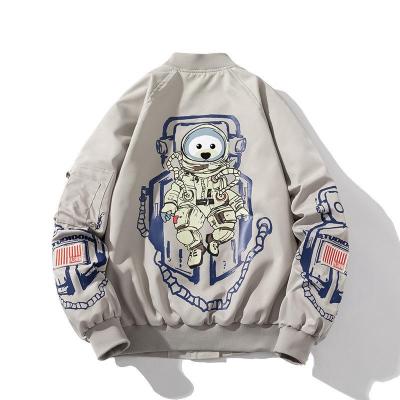 China Funny Cartoon Spacesuit Pilot Cap Hat Windproof Loose Detachable Knitted Men Varsity Jacket Men Clothing for sale