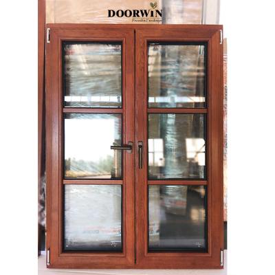 China Magnetic Screen Australian Standard Double Glazed Powder Coated Custom Aluminum Clad Wood Patio Door With Grille for sale